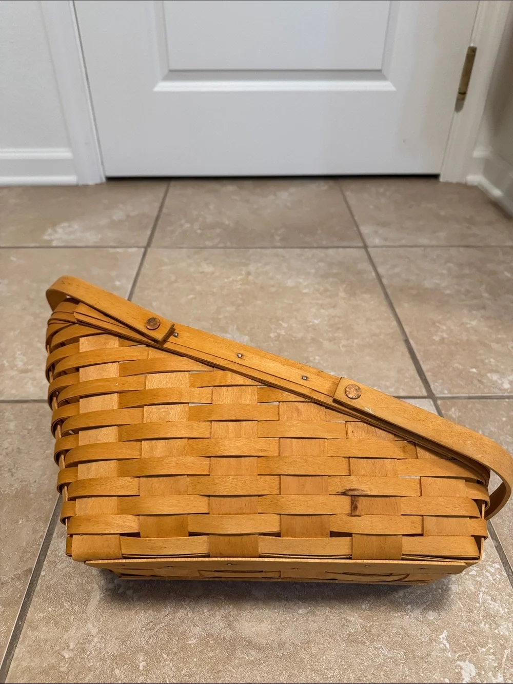 Longaberger Handwoven Natural Brown asymmetrical Woven Basket